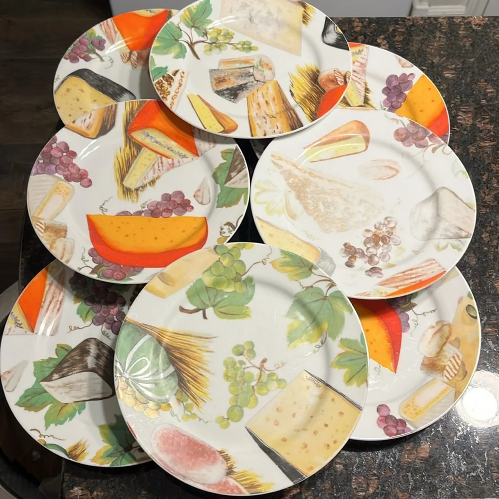 8 Appetizer - Salad Vin Fromage Cheese & Grapes  Plates 8" - Picture 5 of 15